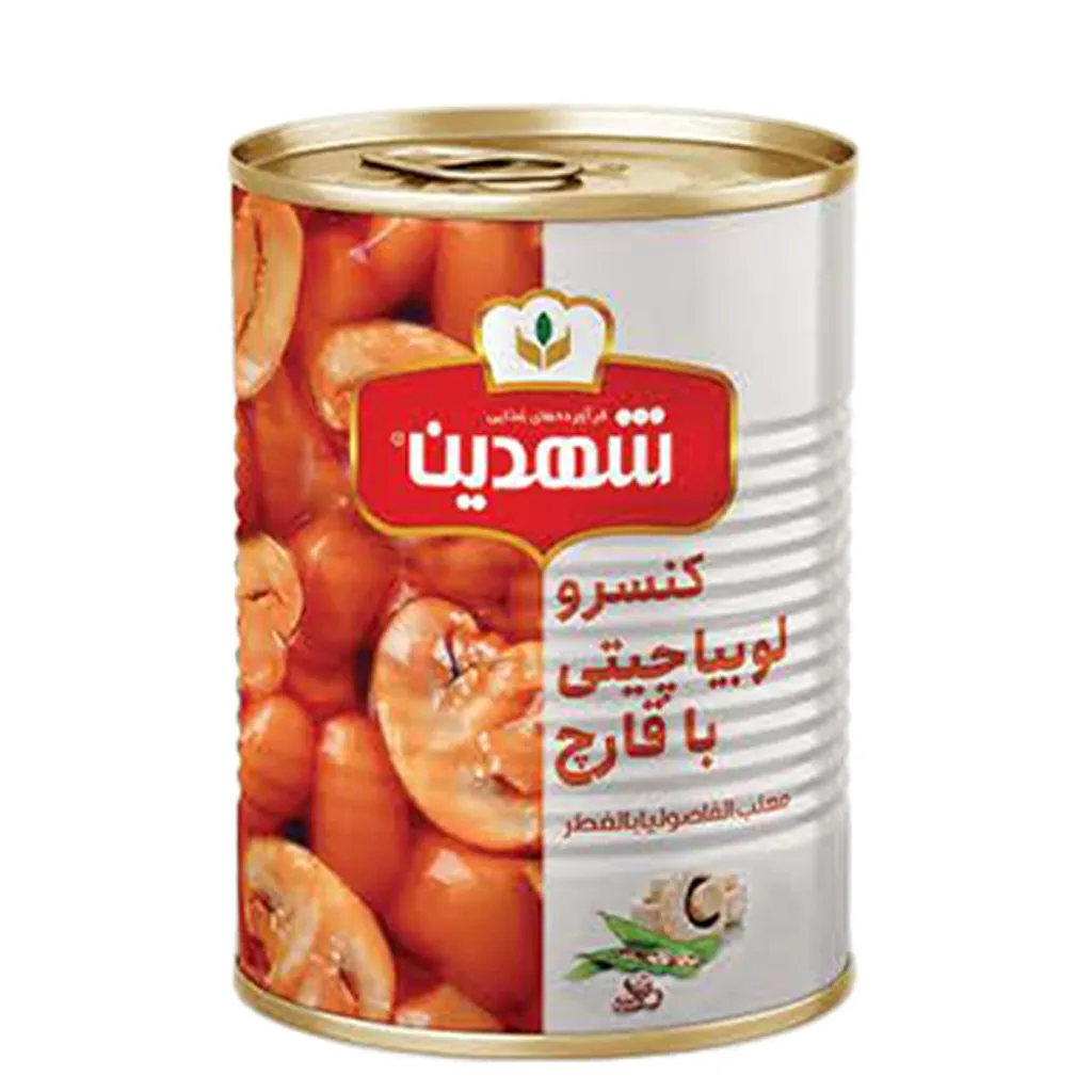 [100516] کنسرو لوبیا چیتی با قارچ 370 گرمی قوطی شهدین