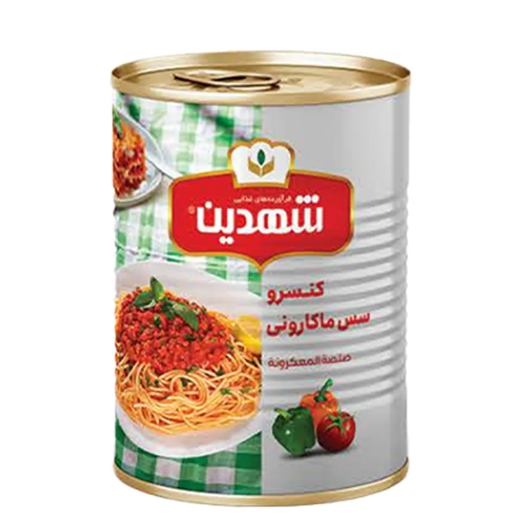 [100522] کنسرو سس ماکارونی 370 گرمی قوطی شهدین