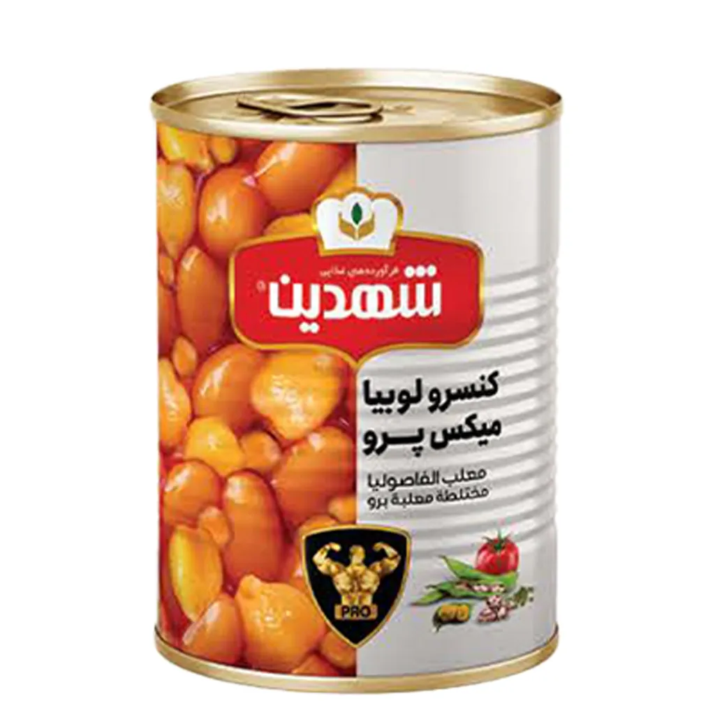 [100542] کنسرو لوبیا میکس پرو 370 گرمی قوطی شهدین