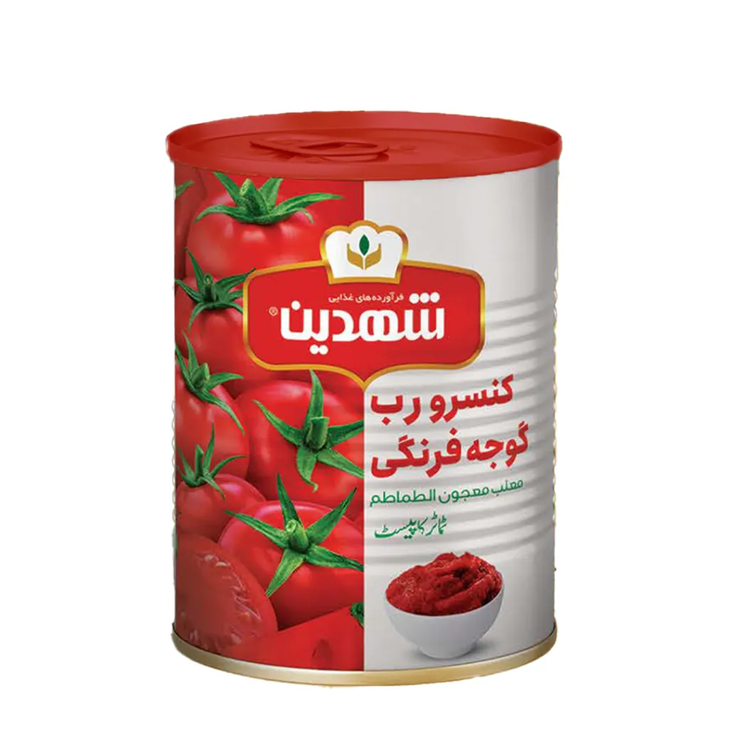 رب گوجه‌فرنگی 800 گرمی قوطی با درپوش پلاستیکی شهدین